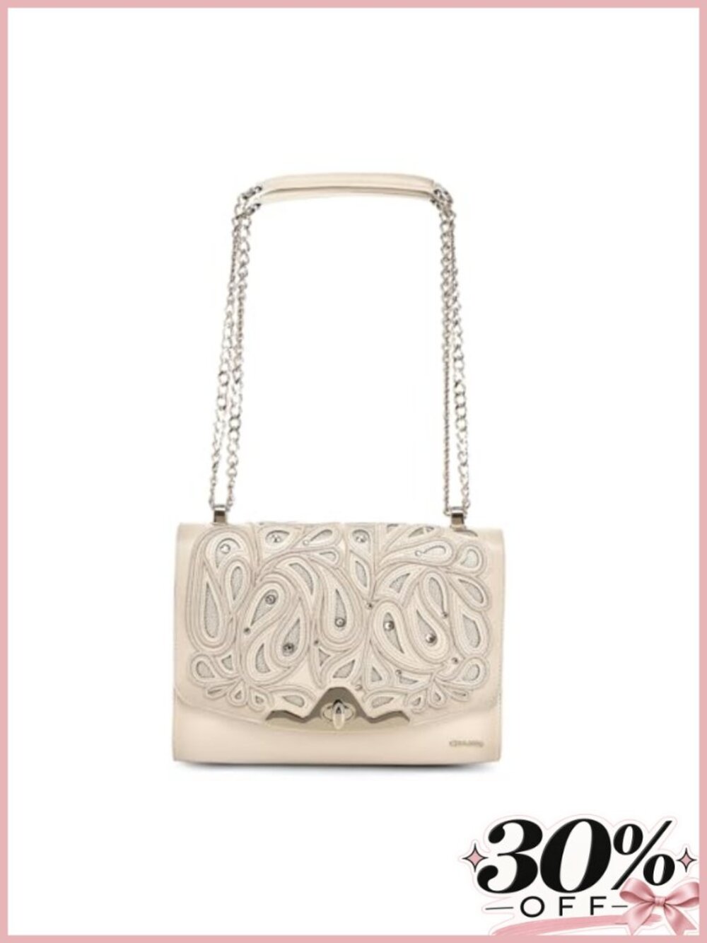 Genuine Bovine Leather Shoulder Bag Chain Strap Crossbody